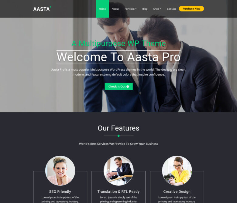 aasta free business wordpress theme