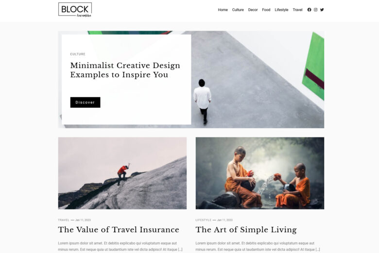 block aarambha free blog wordpress theme